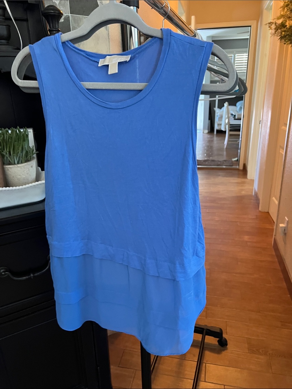 Michael Kors Layered Sleeveless Shell Tank - Blue